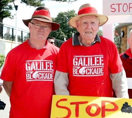 RisingTideAus's tweet photo. At 96, Kokoda veteran Bill Ryan was the oldest person ever charged in Australia. Until 97yo Reverend Alan Stuart was arrested and charged at the #PeoplesBlockade yesterday! Bill's sons Col and Gary have congratulated Alan 💚

"The torch of responsibility is being taken up by a diverse and intergenerational legion, each member fuelled by a shared sense of urgency to address the pressing issues of our time. While our father may no longer hold the title of the oldest climate protester to be arrested, his legacy remains intact, contributing to a shared story of unwavering dedication to safeguarding our planet for future generations."