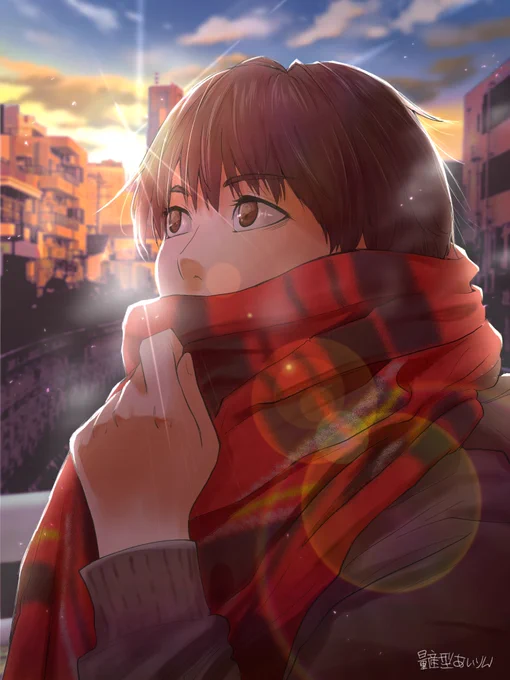「冬の登校」 #イラスト
