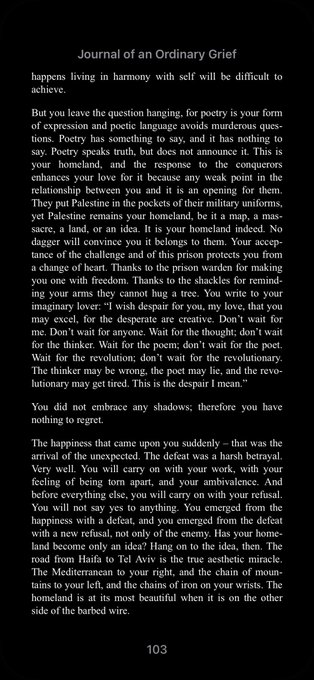 from journal of an ordinary grief by mahmoud darwish https://t.co/qskxUBK5OO
