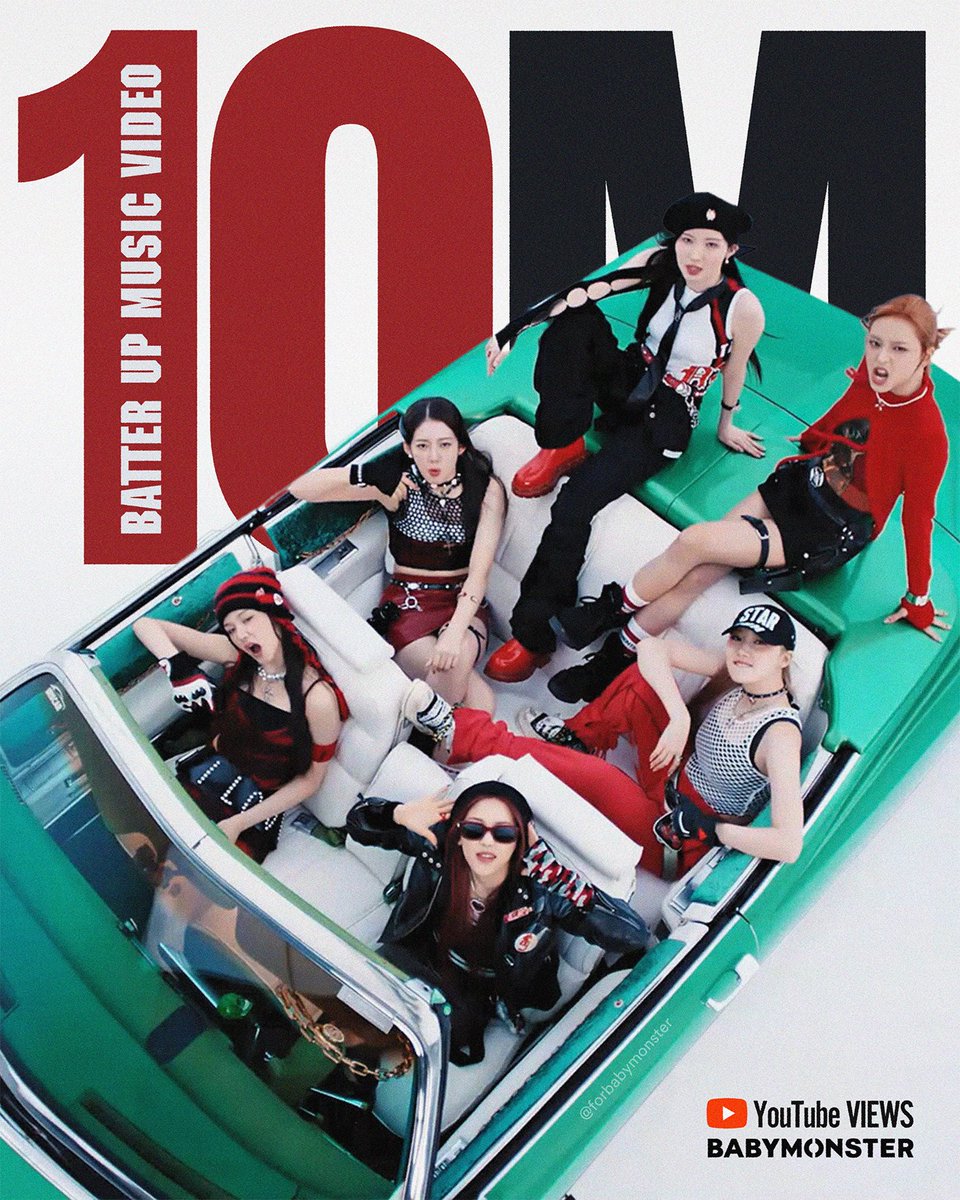 forbabymonster's tweet photo. 'BATTER UP' has surpassed 10 MILLION views on YouTube! 🎉         

keep streaming here!  
https://t.co/UWADbpbGKZ… 

BATTER UP OUT NOW
#BABYMONSTER_DEBUT_DAY
@YGBABYMONSTER_
#BABYMONSTER #베이비몬스터 https://t.co/ksmcdI9gPi