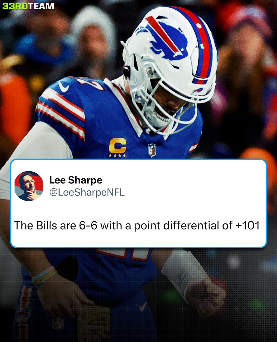 The33rdTeamFB's tweet photo. The Bills are the only team since 2000 to outscore their opponents by 100+ points through 12 weeks and not have a winning record.

Ouch. https://t.co/sOtIIYV3yL