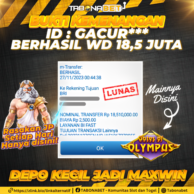 tabonabet's tweet photo. Bukti Kemenangan ID : GACUR*** Bermain Slot Olympus Pragmatic Play Jackpot 18,5 Juta🔥
#chindo #chindosange #Kiki #manado https://t.co/YF3LRSUYG5