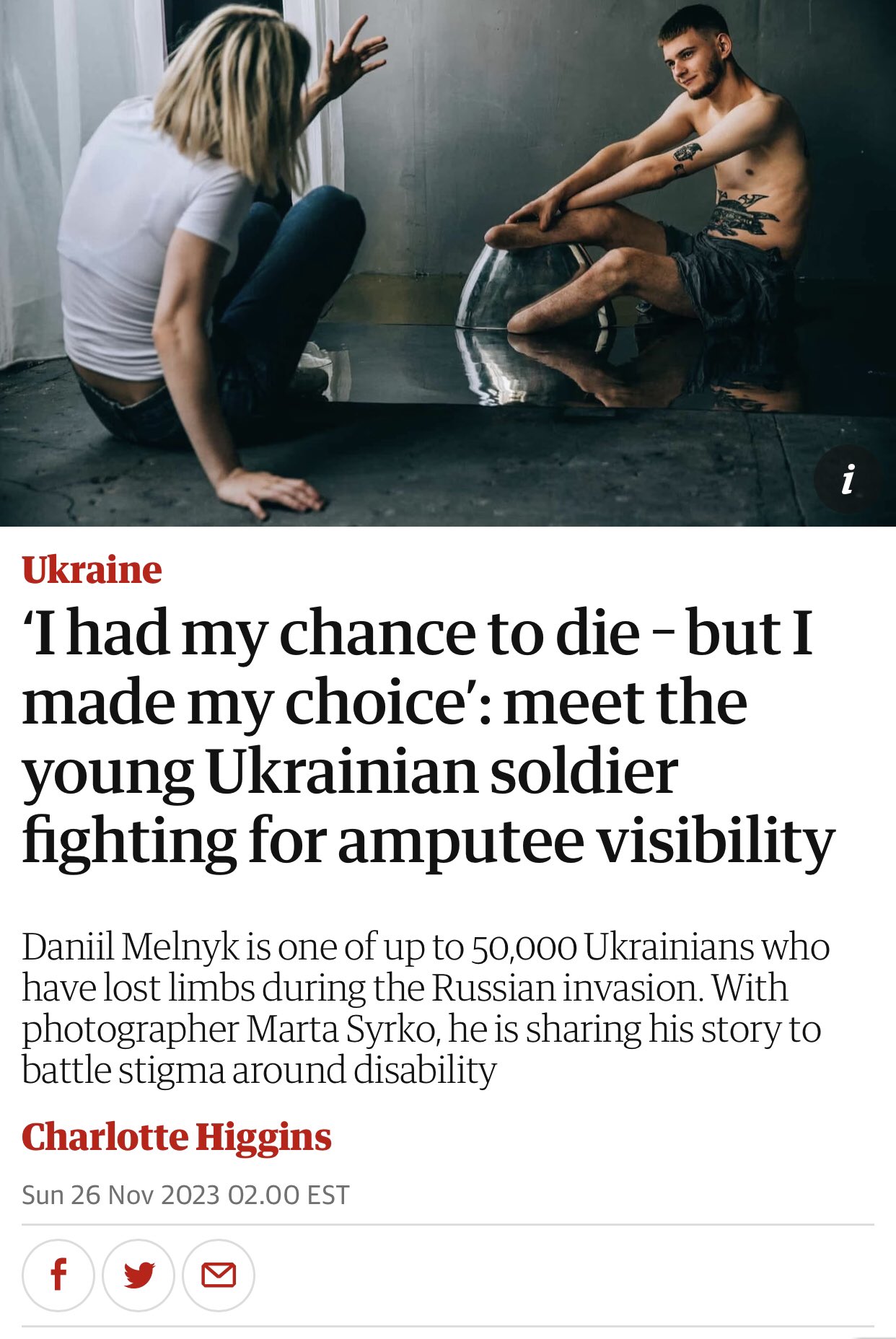 Sergiy Kyslytsya 🇺🇦 on X: "'I had my chance to die – but I made my choice':  meet the young Ukrainian soldier fighting for amputee visibility - Official  figures put the number