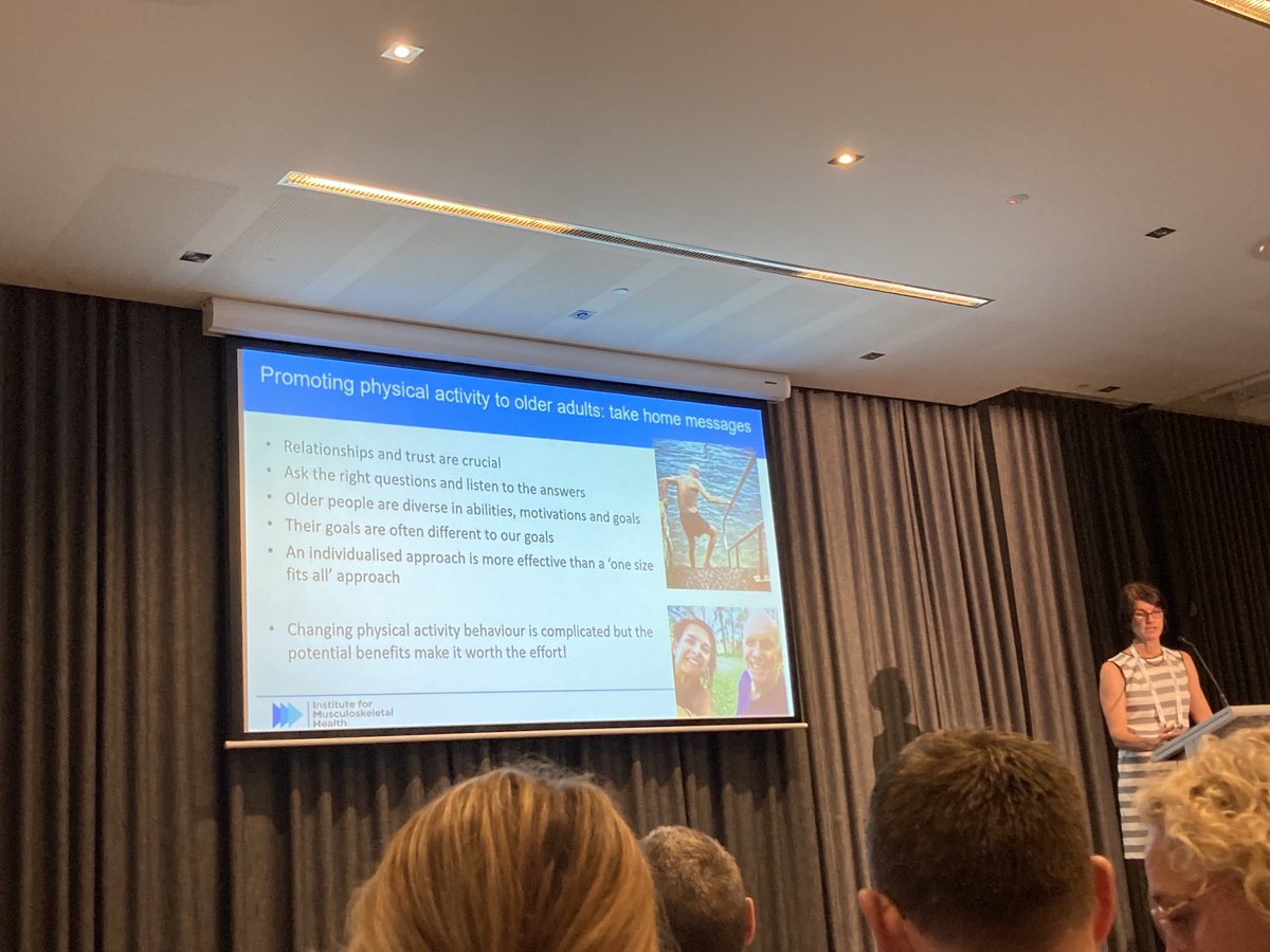 TashMasud's tweet image. Great talk by Anne Tiedemann at the World Falls Conference in Australia. An individualised approach to promote physical activity is better than one size fits all approach ⁦@AnneTiedemann1⁩ ⁦@GeriSoc⁩ ⁦@EuGMSSociety⁩