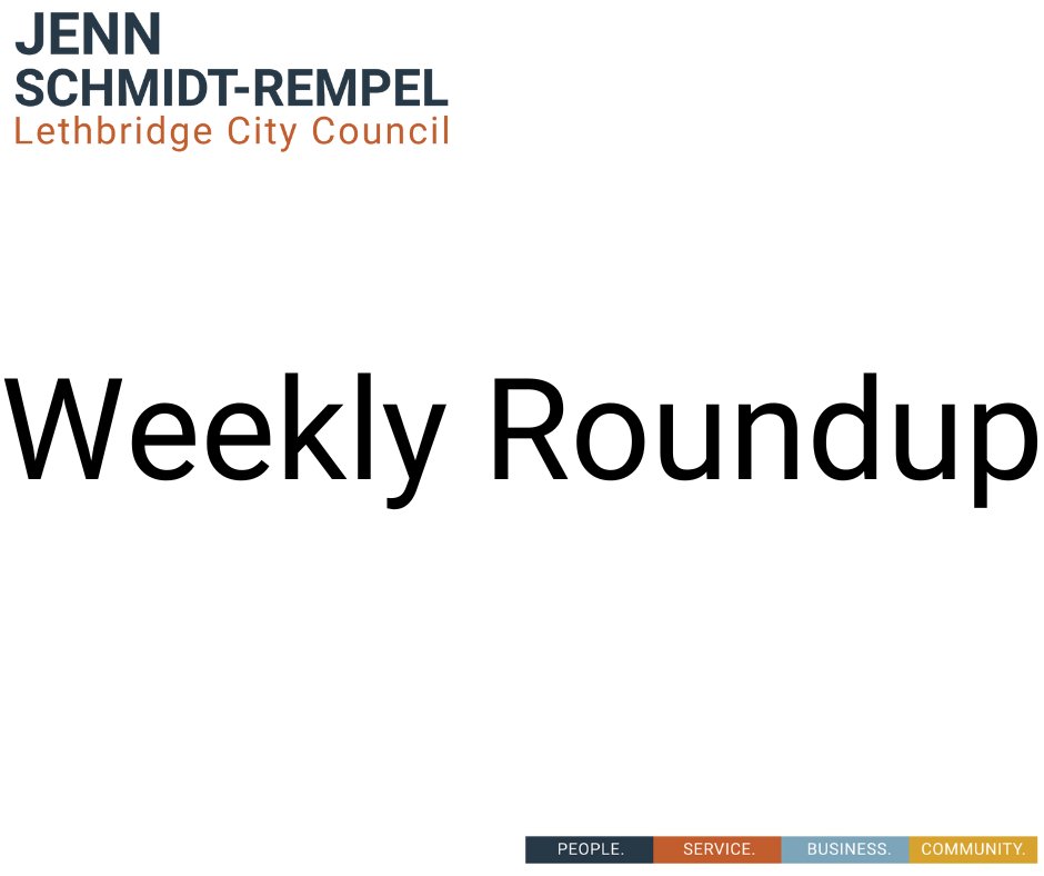ICYMI: This week in my Council weekly roundup:
- Governance SPC highlights
- Congrats to Tourism Lethbridge
- SCAN unit announcement
- Highway 3 update
- Local &amp; provincial surveys
- Next week at Council
Check it out at: jennschmidtrempel.ca/blog/ 
#yql #lethbridge #BrighterTogether