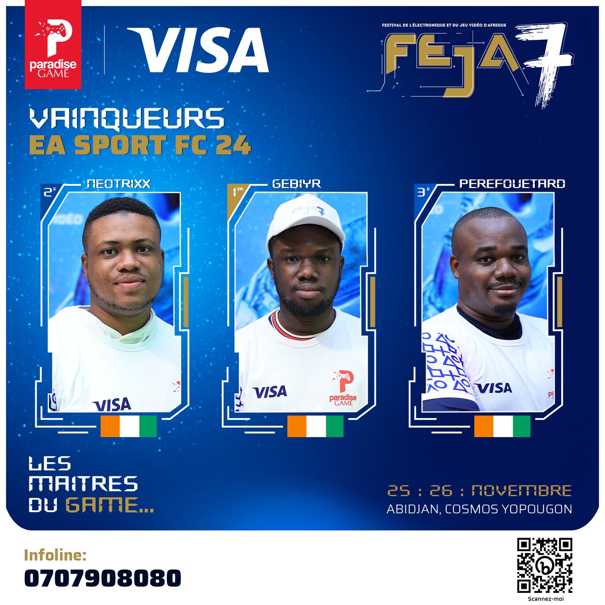 ParadiseGame_'s tweet photo. Félicitations à @Gebiyr_vyt, grand vainqueur #EASportFC24 🥇🏆 au #FEJA7. Il détrône Père Fouetard, vainqueur du tournoi au #FEJA6.
#FEJA7 #eSport #Gaming #Champion https://t.co/8vSbQgbg7z
