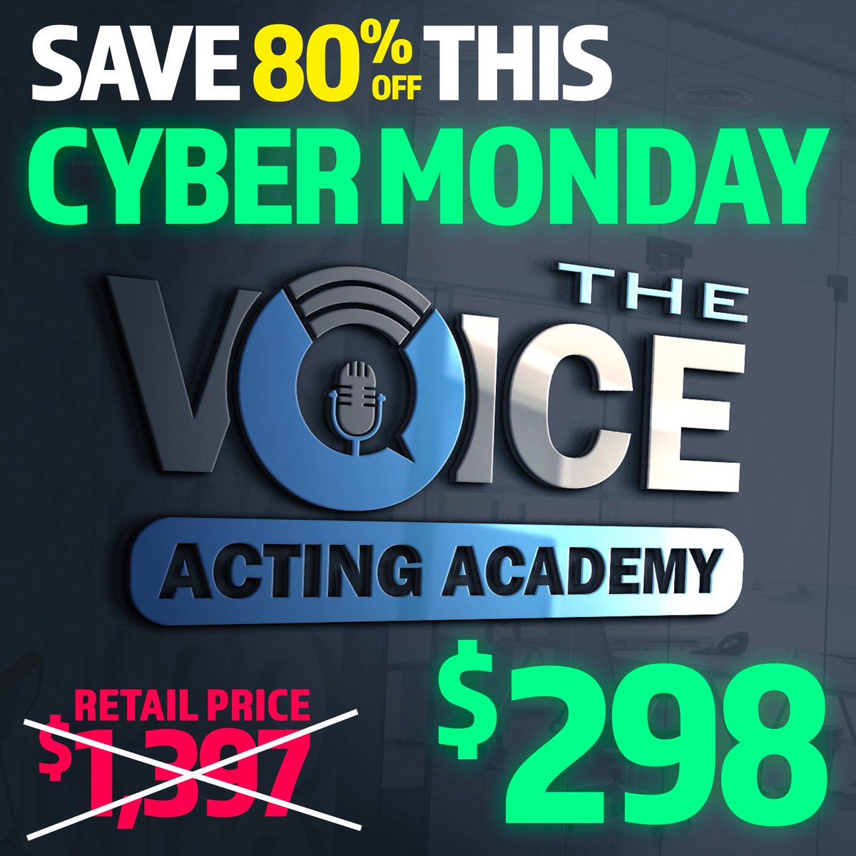 Today and tomorrow only I am doing a 80% off Cyber Monday deal for my comprehensive voice acting academy! I've changed the link in my bio to a special checkout link that will disappear on Tuesday morning :) If you've been thinking about getting it on this, now is the time!