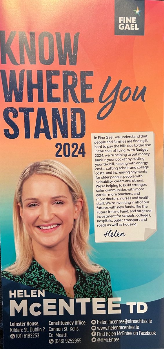 Leaflet delivered by @HMcEntee this weekend. 

Won't age well.

#ResignHelen 

#ResignDrew

#DublinRiots