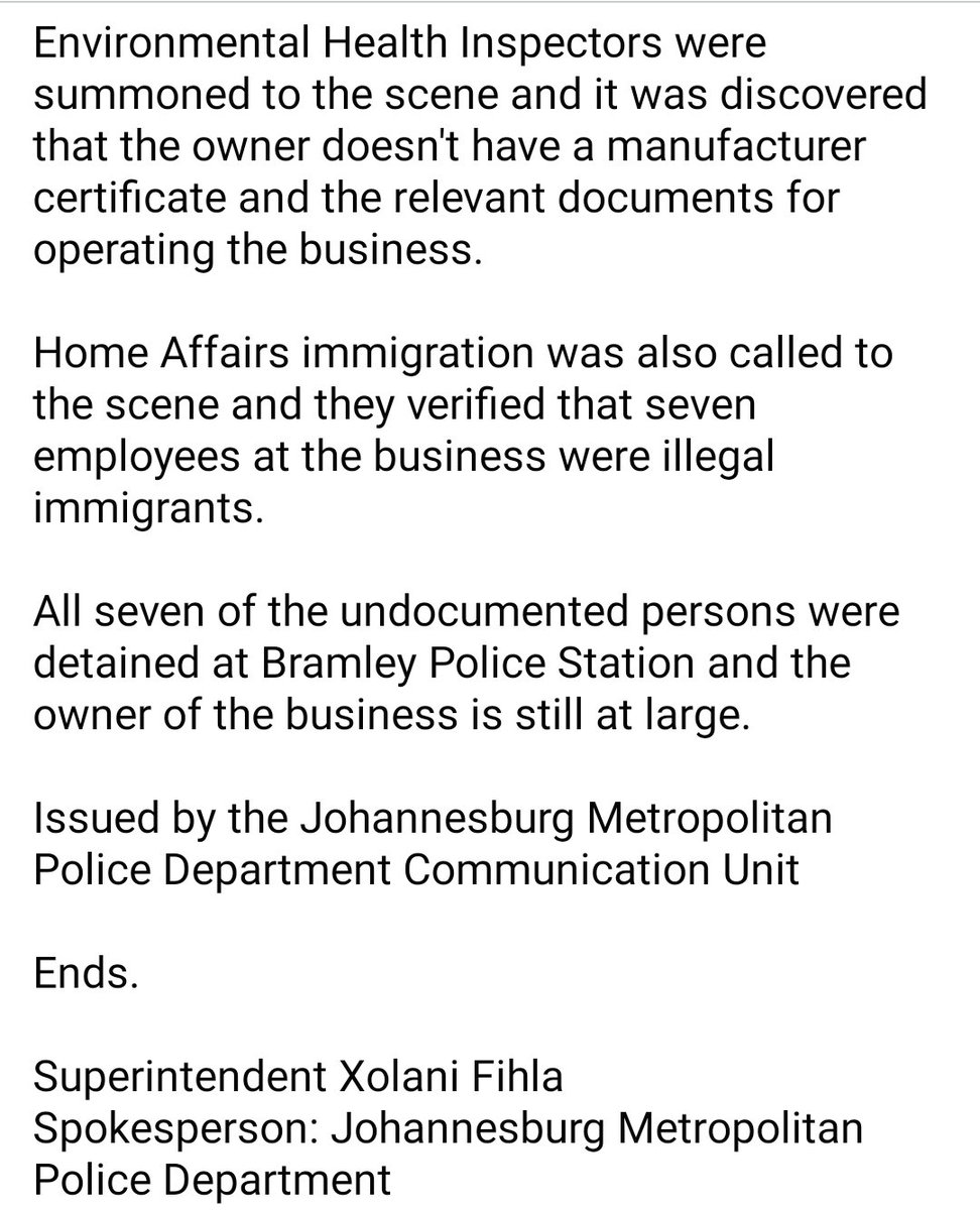 JoburgMPD's tweet photo. Media Statement: 

JMPD OFFICERS UNCOVER AN UNAPPROVED POTATO CHIPS MANUFACTURER AND ILLEGAL IMMIGRANTS IN MARLBORO, SANDTON #ManjeNamhlanje #SaferJoburg https://t.co/tPO1TkTnsS