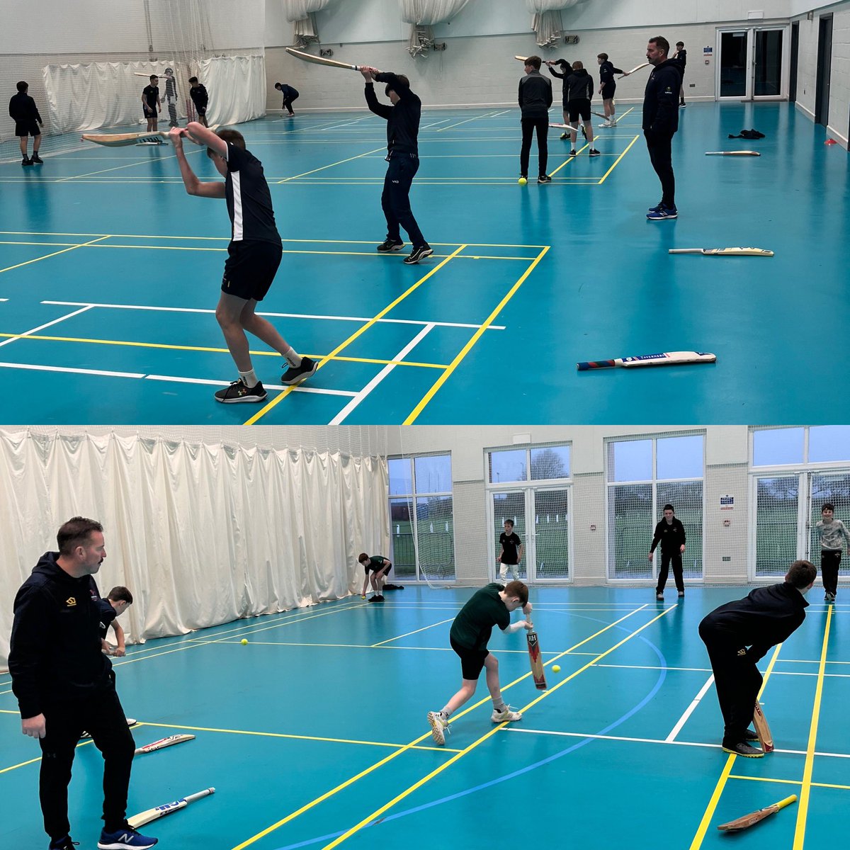First full day of the winter programme in the warmth of the Neyland centre. Batting was the theme with in particular the U15 group working well and staying focused #👏👏#enjoyable @cwpathwayw @CricketWales