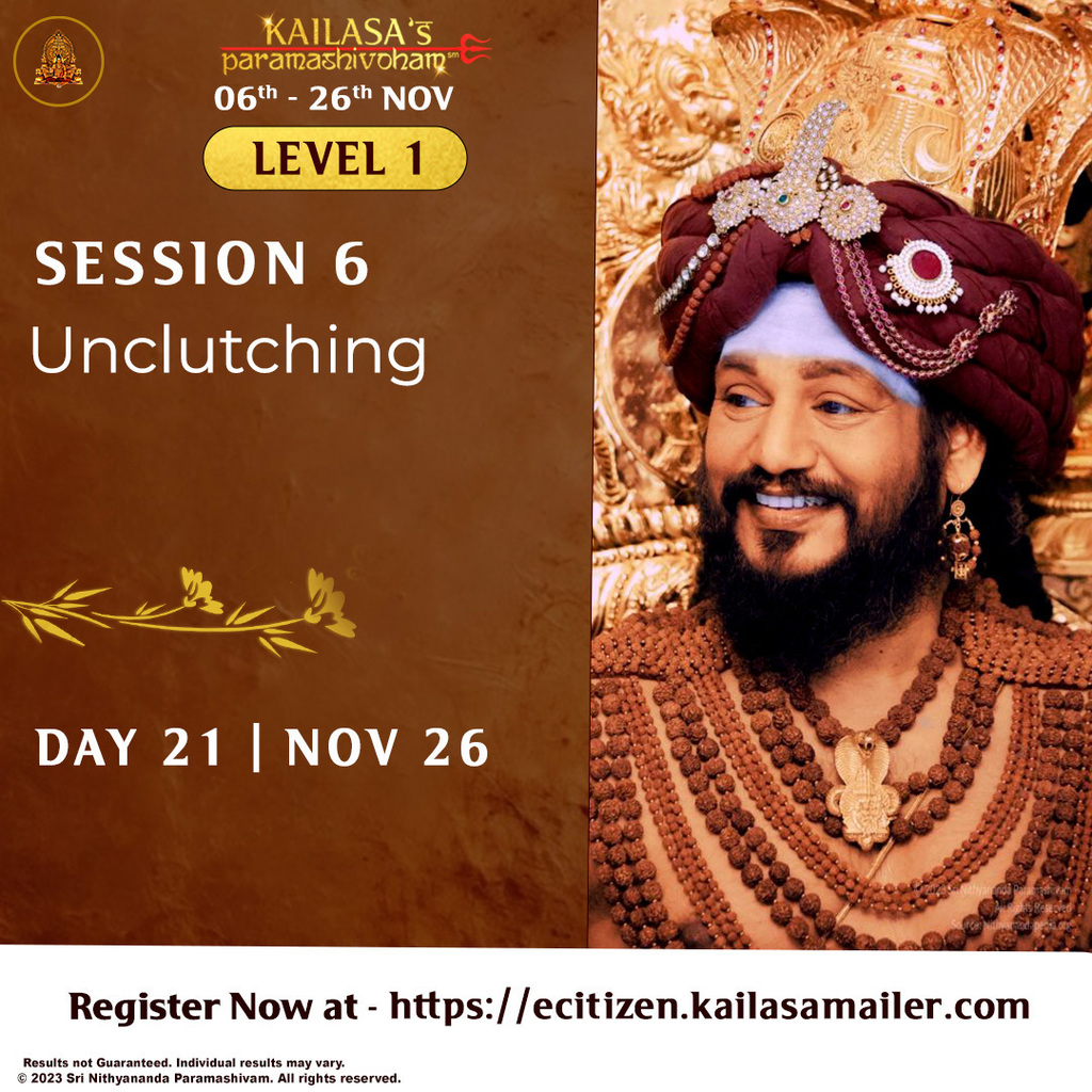 UnKailasa's tweet photo. When a thought arises, refrain from supporting, encouraging, or entertaining it. Relax and let it pass without getting involved. By unclutching from thoughts, you experience freedom from the identities you create. 
Join Paramashivoham Level-1: https://t.co/3eo6sv04tr
#Nithyanan… https://t.co/OFhgkSJwsv
