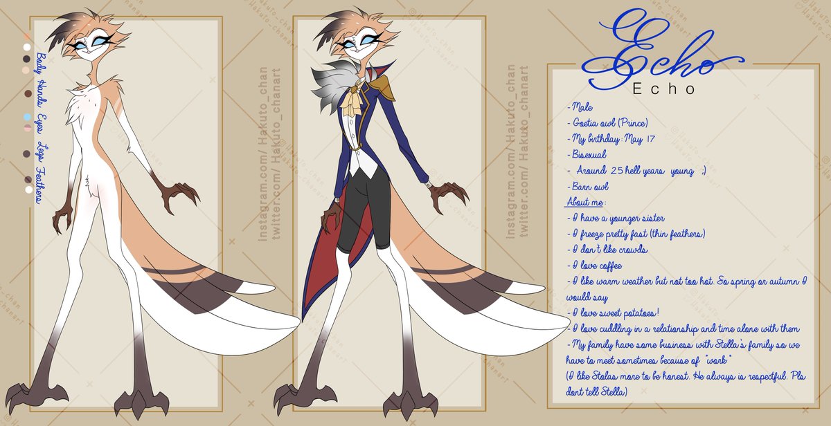 Hakuto_chanart's tweet photo. Redesign of Echo🌻✨
Pretty proud of his prince-outfit
#HelluvaBoss #helluvabossoc #stolas #helluvabossstolas #oc #helluvabossfanart #fanart #HazbinHotel #hazbinhoteloc #helluvabossreference #ocreference #helluvabossoctavia #helluvabossvia #helluvabossblitzo https://t.co/iajpIBD4Lf
