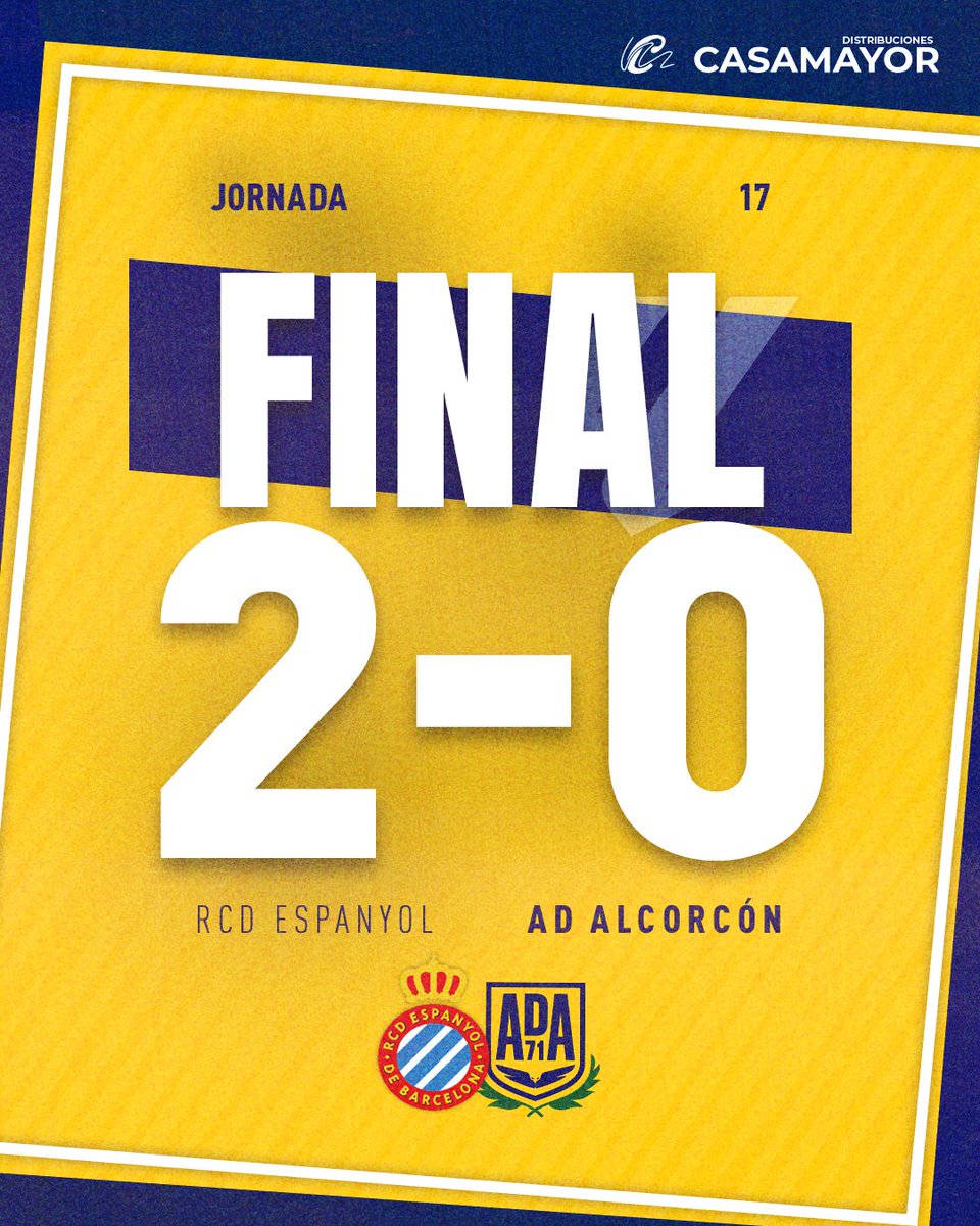 ⚽️ #EspanyolAlcorcón 2️⃣-0️⃣
🕔 90´
👉 Final del partido. Lo intentamos todo ante un gran rival, pero no pudo ser. Toca levantar la cabeza y preparar, desde ya, el próximo encuentro.
💪 #VamosAlcor
#LaLigaHypermotion