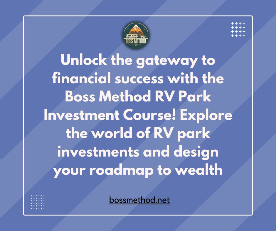 HawaiiLandMan's tweet photo. Unlock the gateway to financial success with the Boss Method RV Park Investment Course! 🚐💼 Explore the world of RV park investments and design your roadmap to wealth.
#BossMethod #RVInvesting #FinancialFreedom #RealEstateWealth
https://t.co/b2gresUORA https://t.co/Y1mD4elMoC
