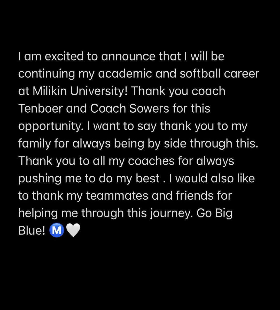Alyssa_Dralle's tweet photo. Can’t wait for the next 4 years! Go Big Blue! Ⓜ️🤍 

@millikinsb @IllinoisStars @MantenoSoftball https://t.co/kXyeawT6xF