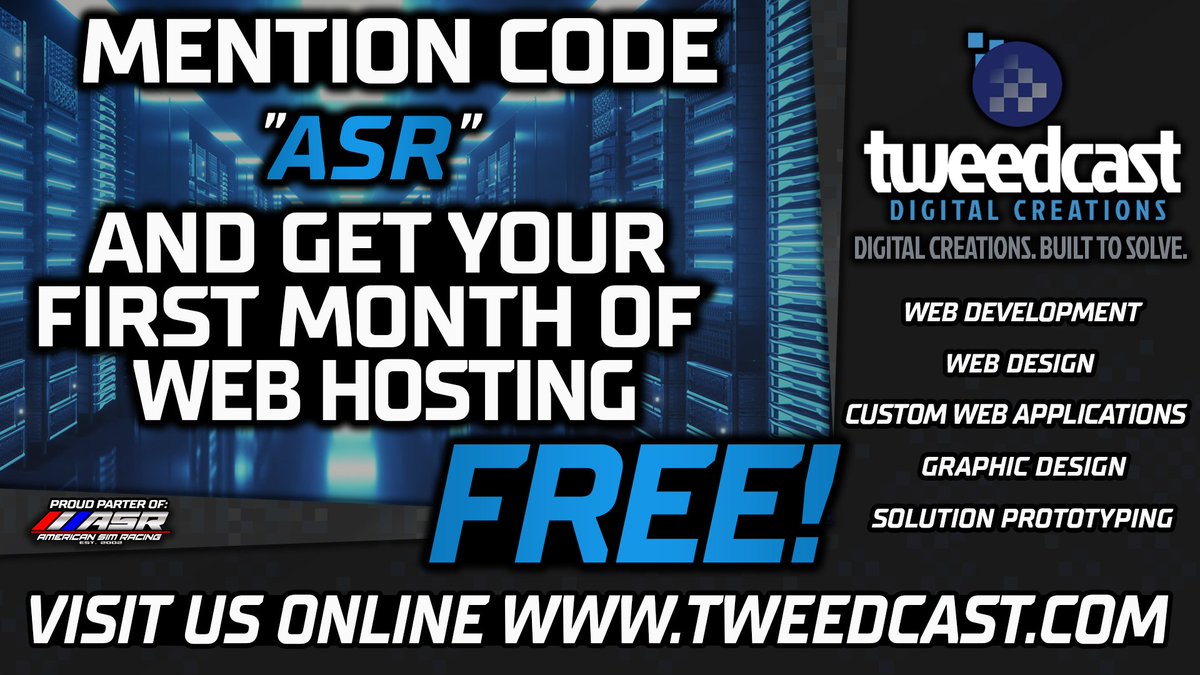 For a limited time, Tweedcast Digital Creations is offering FREE web hosting for your first month!  

Just mention code "ASR"

Take your website from concept to reality today by visiting tweedcast.com

The Tweedcast Digital Creations Truck Series kicks off in February!