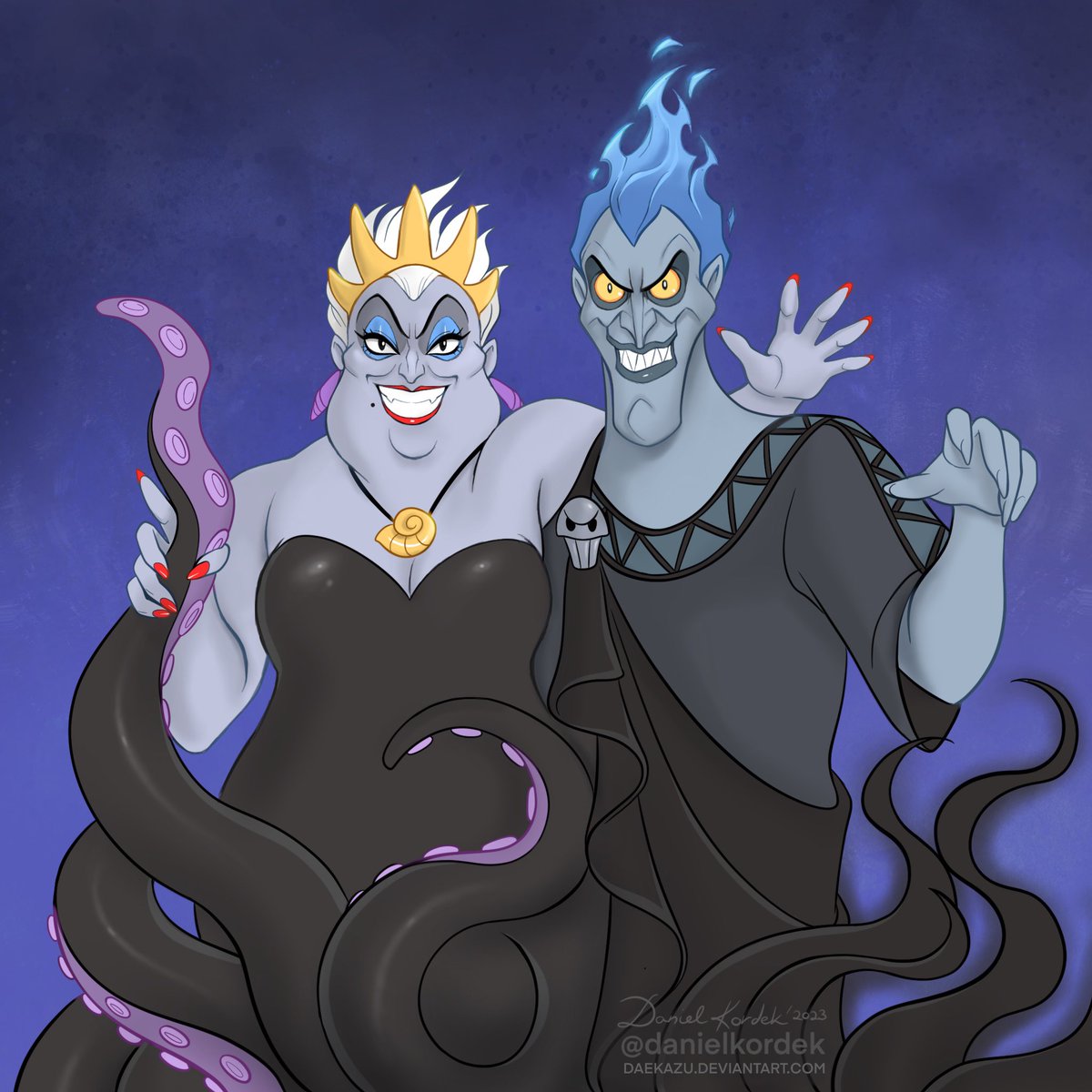 Ursula and Hades are 2 of my favorite villains, especially Ursula. I started to work on this piece before Halloween with hoping I'll do also other villains, but... oh well, maybe next year!
#Ursula #SeaWitch #theLittleMermaid #Hades #Hercules #villains #Disney