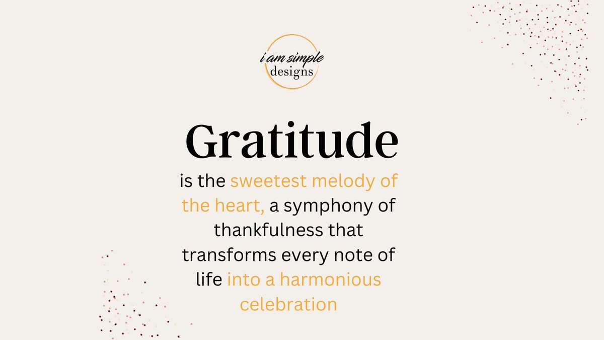iamsimpledesign's tweet image. Gratitude is the sweetest melody of the heart, a symphony of thankfulness that transforms every note of life into a harmonious celebration. 🌟✨
Click this link and browse our collection iamsimpledesigns.com

#GratitudeMelody #ThankfulHeart #HarmonyOfLife