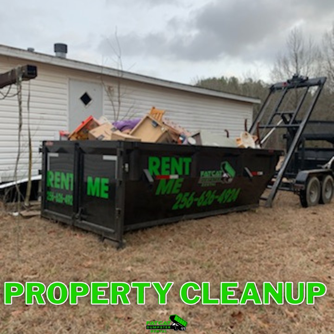 Are you cleaning up your property? We'll deliver a 15 or 20-yard dumpster for you to fill and once you're done, we'll haul it away! Fill out the form on our website so that we can help you!

#childersburgal #columbianaal #largedumpster #youfillwehaul #mtlaurelal #gardendaleal