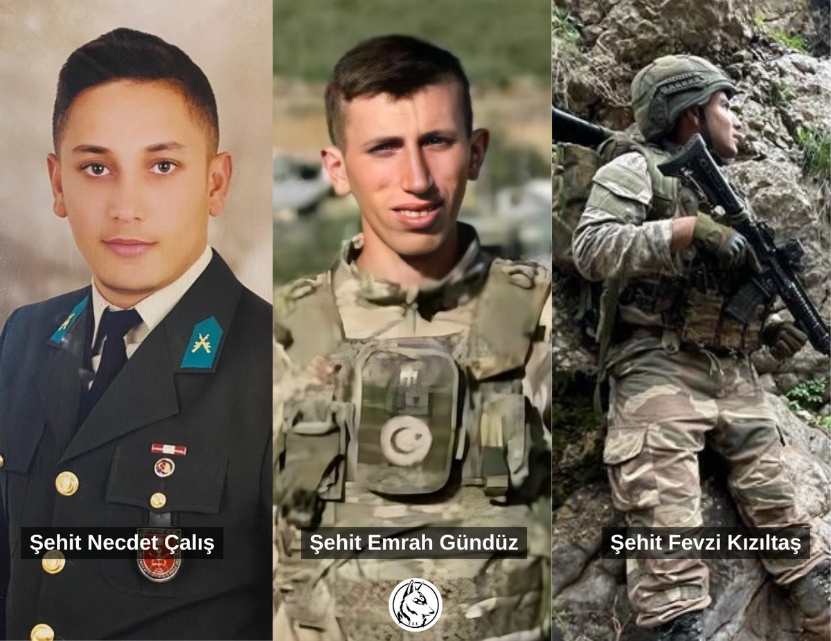 " ŞEHİDİN VAR TÜRKİYE "
Pençe-Kilit operasyonu bölgesinde teröristlerin saldırısı sonucu 3 Askerimiz Şehit oldu.
Şehit Necdet Çalış 
Şehit Emrah Gündüz
Şehit Fevzi Kızıltaş
Türk milletinin başı sağ olsun.