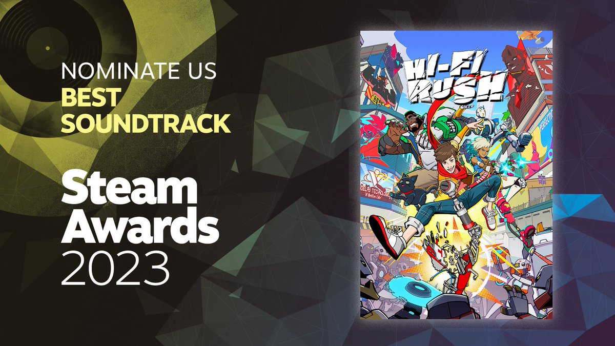 Hey rockstars, there's still time to vote in this year's #SteamAwards! 🤘 If you banged your head to the beat of #HiFiRUSH's rhythm-powered world, we'd appreciate your nomination for Best Soundtrack! beth.games/3Gbom4e