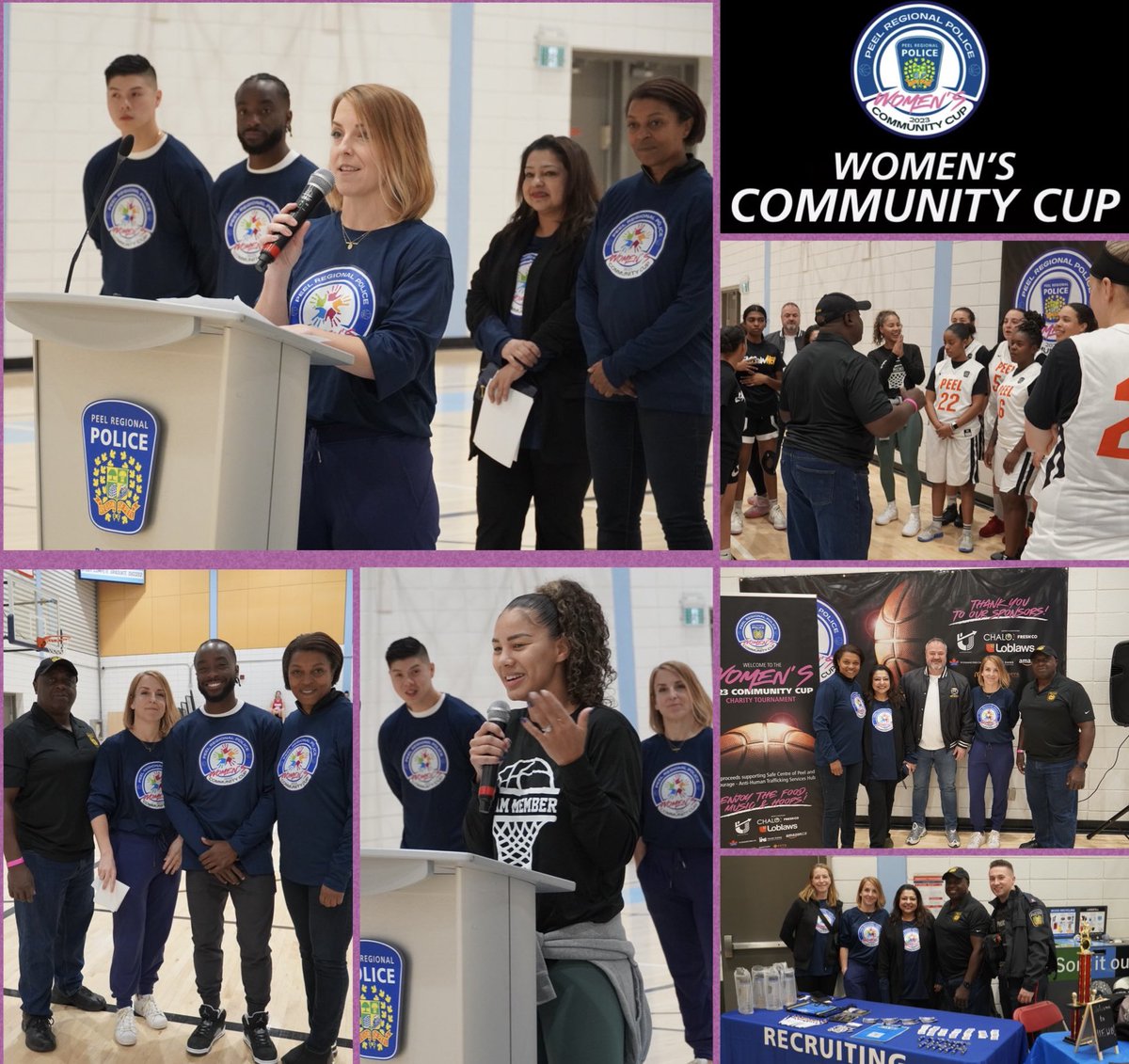 PeelPolice's tweet photo. Members of the PRP woman’s basketball team along side community teams had a blast at today’s Woman’s Community Cup Basketball Tournament for charity. Funds raised will benefit Safe Centre of Peel and nCourage - Anti-Human Trafficking Services Hub. #StrongerTogether 🏀 https://t.co/iCVbbrPRKA