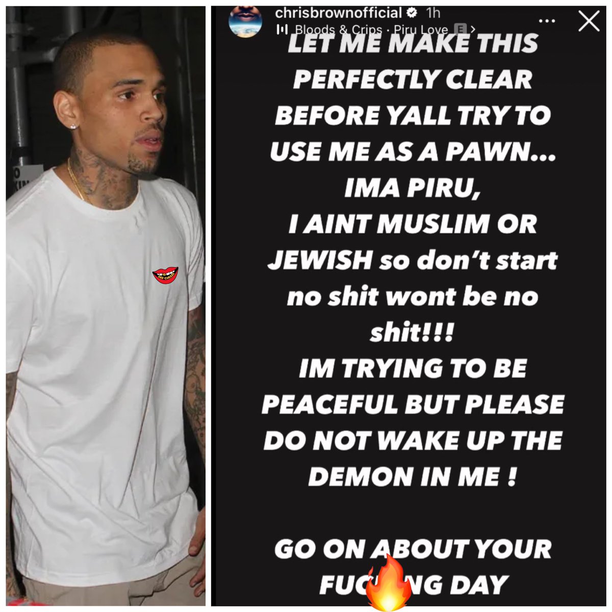 Chris Brown speaks… “ima Piru, I ain’t Muslim or Jewish”