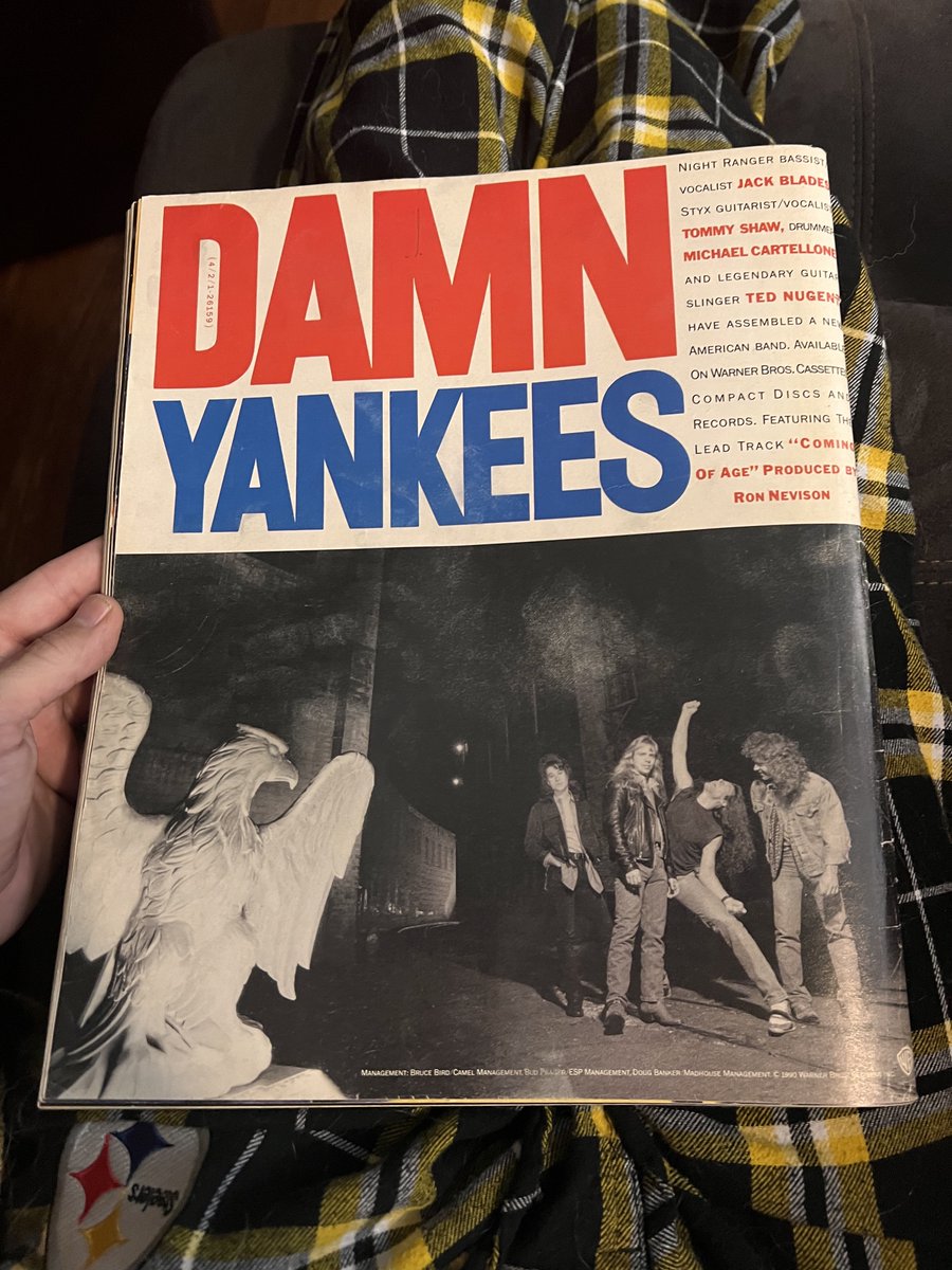 #DamnYankess 1990 Billboard magazine ad for the self-titled debut album, featuring #TedNugent #JackBlades of #NightRanger, and #TommyShaw of #Styx.