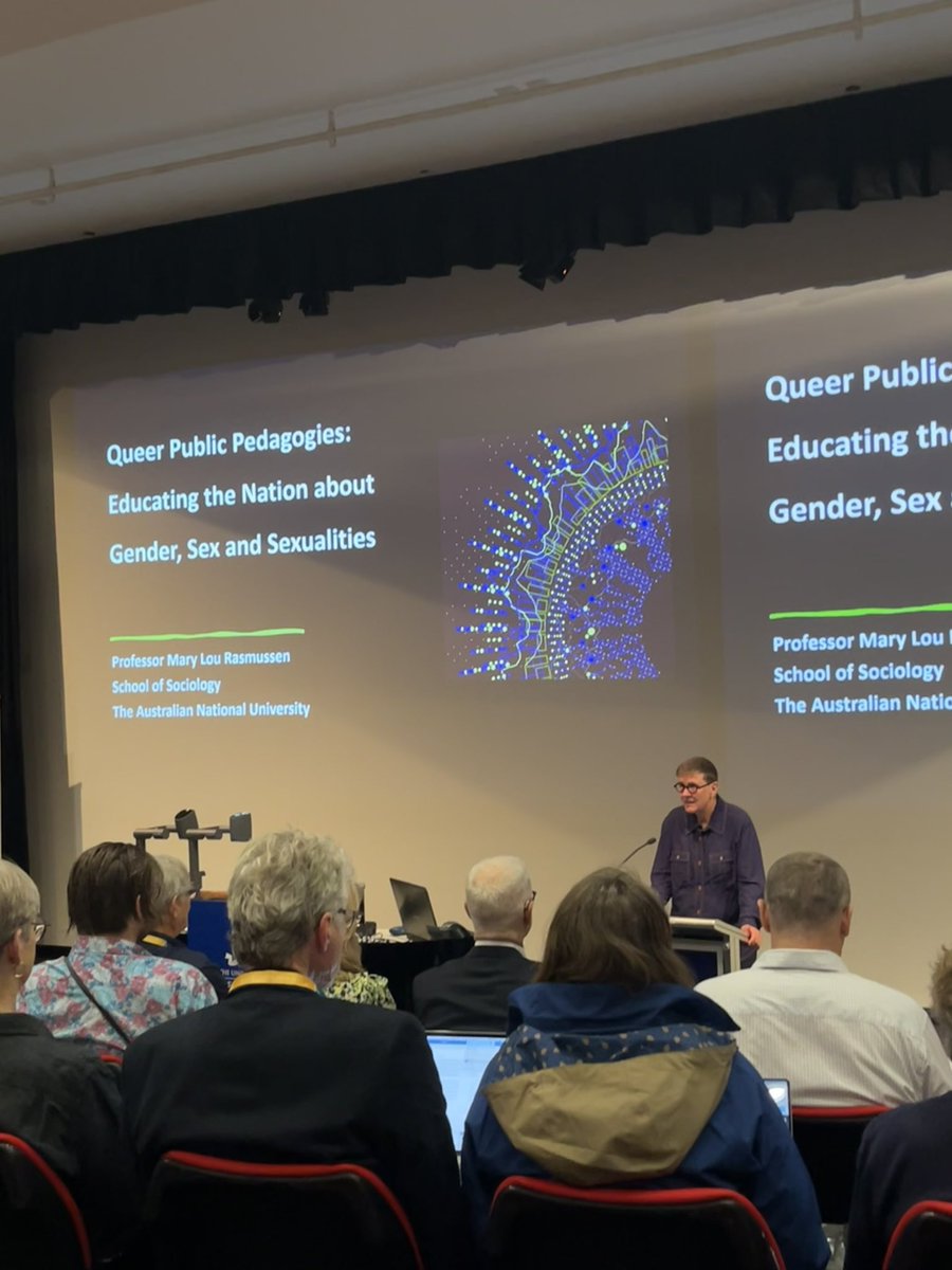 Prof Mary Lou Rasmussen delivering the #AARE2023 Radford Lecture, titled Queer Public Pedagogies: Educating the Nation about Gender, Sex and Sexualities.