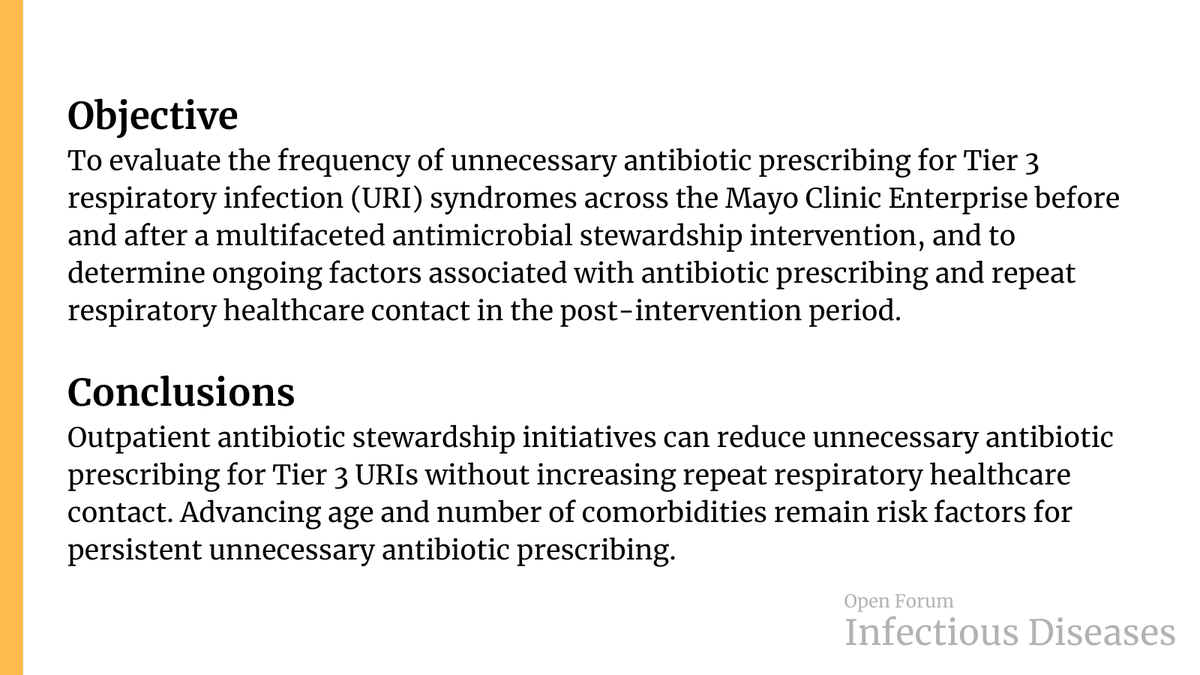 Evaluation of multisite programmatic bundle to reduce unnecessary antibiotic prescribing for respiratory infections: A retrospective cohort study ✅ Just Accepted 🔓 Open Access 🔗 bit.ly/46ulrhX via @InfectiousDan @Stevens_AK @AbinashVirkMD @pascalisID