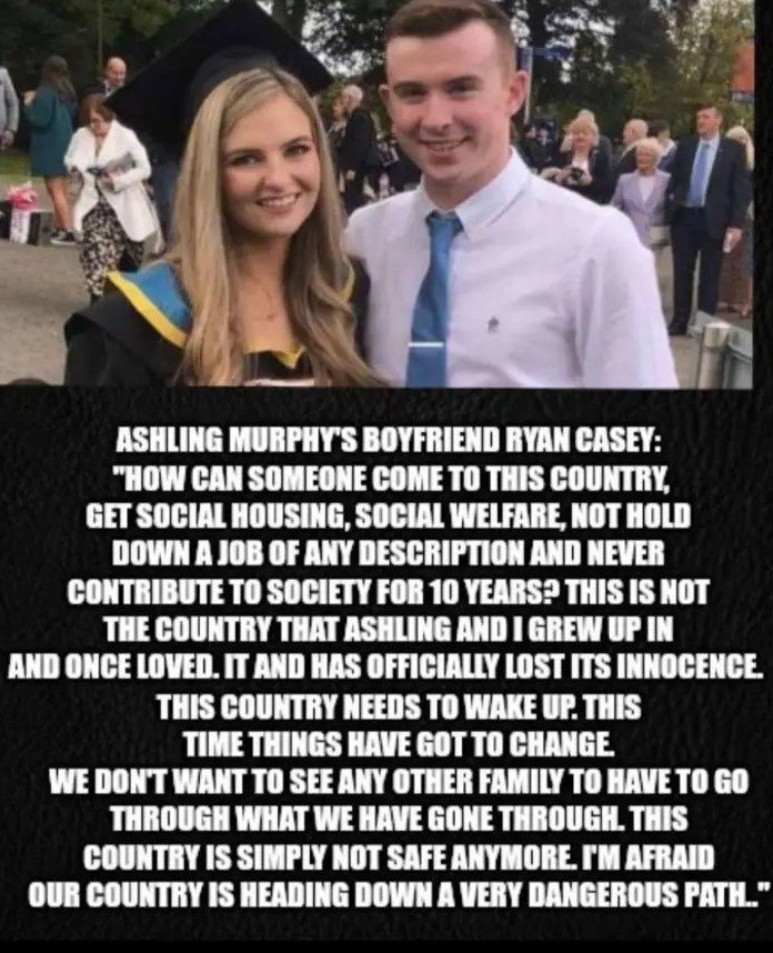 david_bellew78's tweet photo. With news breaking that the Algerian child stabber never worked a day in his 20 years in Ireland and was subject at one stage to a deportation order - I'm reminded of the words of Ryan Casey - Ashling Murphy's boyfriend.
#DublinRiots #ResignHelen https://t.co/Ldp2zkGzHZ