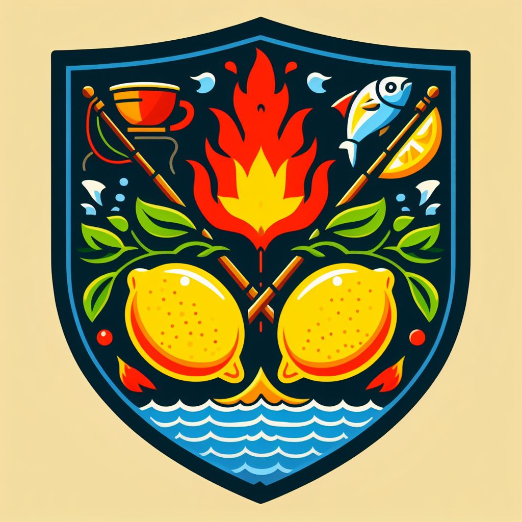 iremonswan's tweet photo. El mio quedó cutre en comparación pero digamos que el escudo de mi aldea sería representando los limones, la pesca y los elementos, principalmente el fuego #EscudoExilium #ExiliumRP https://t.co/ze7jxntBgP