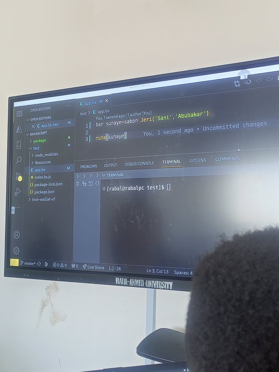 _codebeans's tweet photo. At #DevFestKano I and my colleague Bukhari presented a #Hausa programming language named #BayaScript https://t.co/UfFKrtqFla