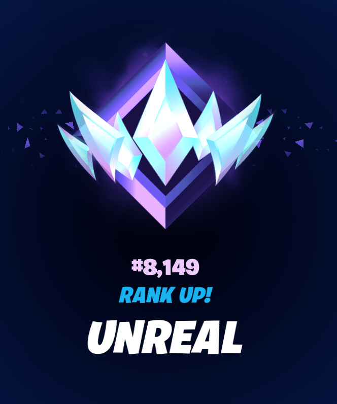 WELP.... wanted to get Unreal in #FortniteOG on stream but I got bored at home and got a few lucky games in I guess.... But here we go !!! Unreal player #8149... 

Next season we shoot for #6969