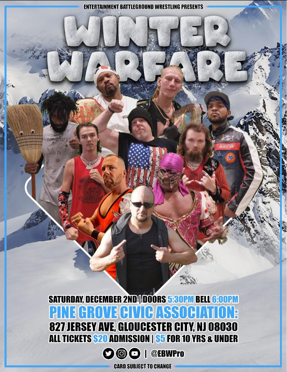 Next Weekend. Saturday December 2nd EBW Winter Warfare. You don't want to miss this event !!!