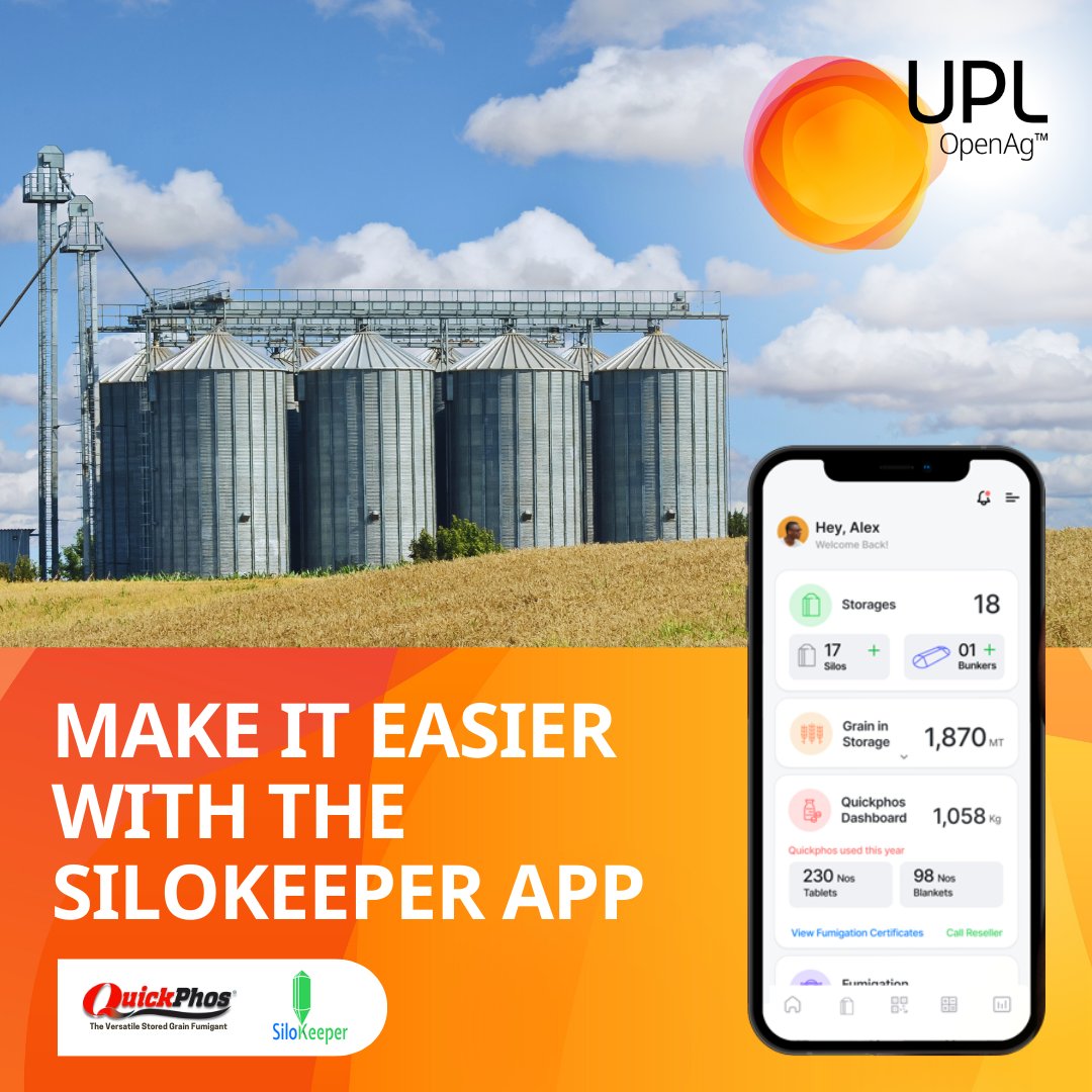 UPLAUSLtd's tweet photo. 📣Attention #grain #growers! Planning on selling your fumigated grain in the future? Use the free #SiloKeeper app to record details of fumigated silos, track process & produce a fumigation record 🌾Don't miss out get it on the App Store or Google Play today 📲https://t.co/XdwjZXclTR
@theGRDC #UPL #OpenAg