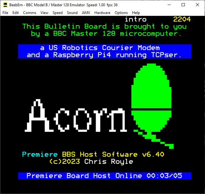 BeebemEmu's tweet photo. Working on some improvements to BeebEm's serial port emulation for the next release. Here I am connecting to The Night Owl BBS (which I can highly recommend, check StarDot for details https://t.co/mdtjmitAC8) https://t.co/JEZlvpYYe1
