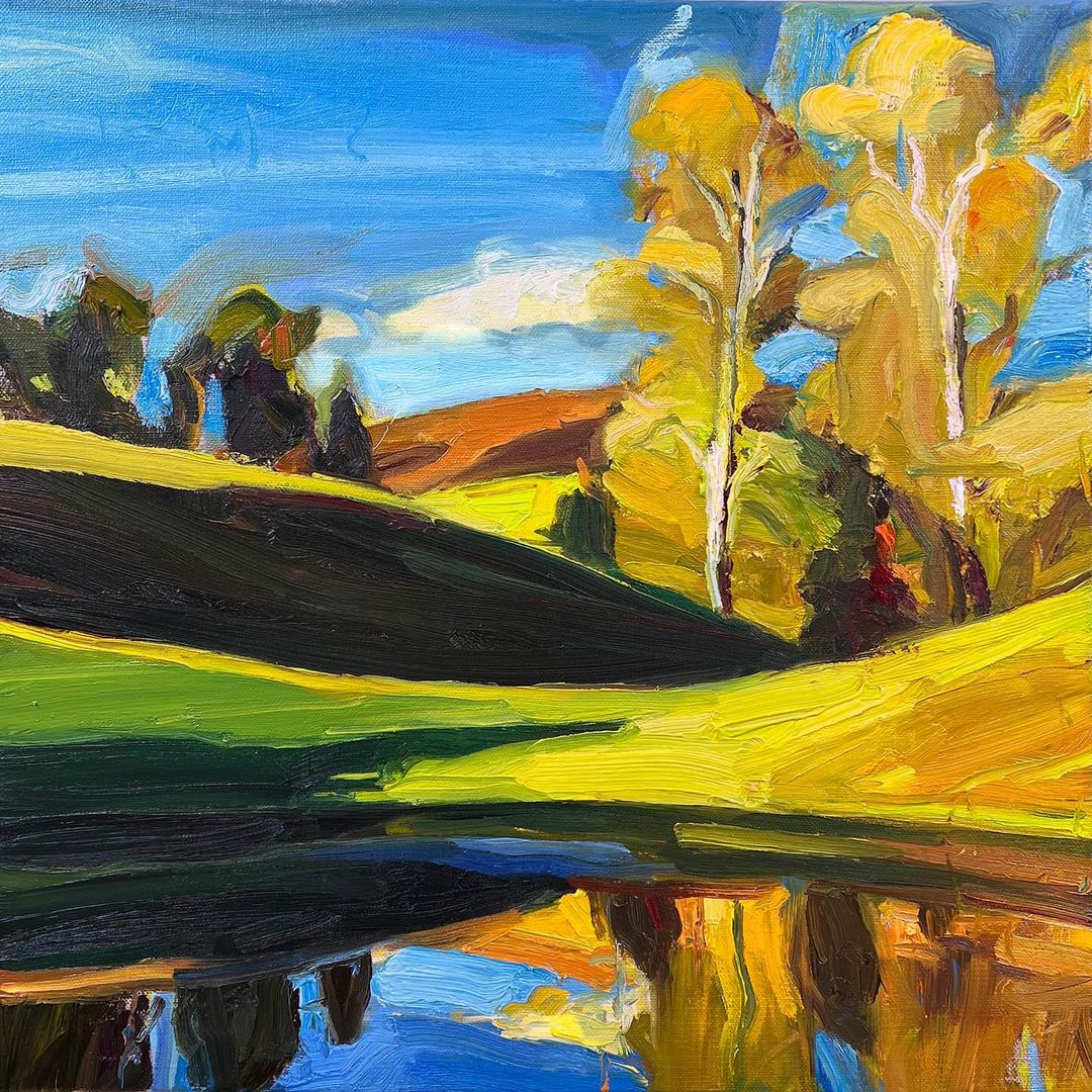 RClaremont's tweet photo. “Blue Lake”, 40X40cm, oil on board. Exciting day today as I kick off my 5 Day workshop with @artablestudios in Tasmania. Looking forward to painting more gorgeous countryside with my students!
#lakepainting #blue #landscape #tasmania #artretreat #artable #richardclaremont https://t.co/3BXss7aVdA