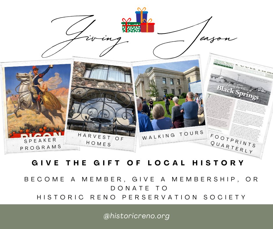 historicrenonv's tweet photo. It's giving season. Treat yourself or someone you care about to a membership to the Historic Reno Preservation Society. Or, donate to support the society's efforts to celebrate and educate about local history. https://t.co/dU9RKHXDoI