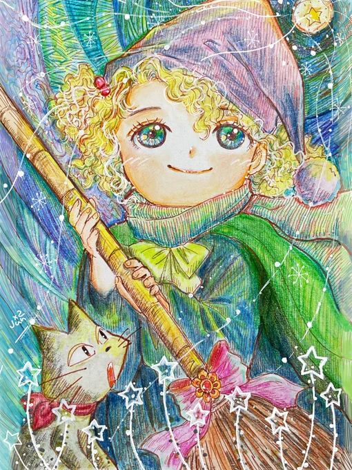 ⋯      星の魔法かけたいな  #イラスト       おはようございます       今日も良き日に