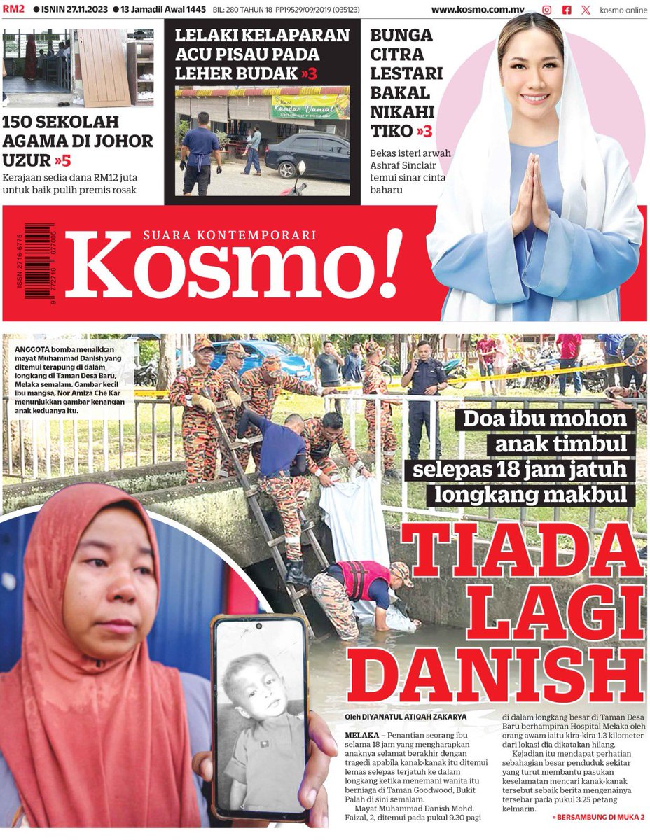 kosmo_online's tweet photo. Assalamualaikum, selamat pagi semua.
Akhbar Kosmo! hari ini.
Jangan lupa dapatkan di kedai-kedai berdekatan.
#kosmo #belikosmo #kosmoisnin https://t.co/oVmSzmFEfP