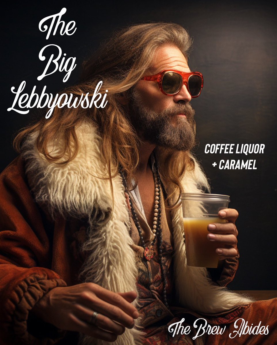 SBCoffeehouse's tweet photo. New drink. The Big Lebbyowski - A Coffee Liquor flavor + Caramel Hot Latte, Frozen Frappe or Iced Cold Brew Latte. #TheBrewAbides #HailState https://t.co/H9JDMnVVmM