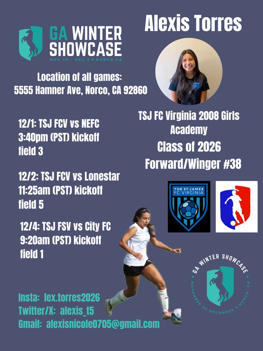 alexis_t5's tweet photo. Looking forward to play at the GA Champions league Winter showcase against some great competition this upcoming week! @GAcademyLeague @bobbypup @CCZ_FCV @TSJ_FCVirginia https://t.co/WOMDMAEreE