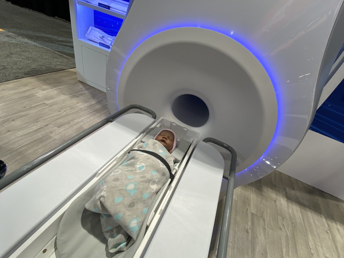 The Eyas 3T neonate MRI system on display at #RSNA2023 today. The vendor is working with the FDA for regulatory submission. It is small enough to be transported in a freight elevator. #MRI #Pediatrics #Radiology