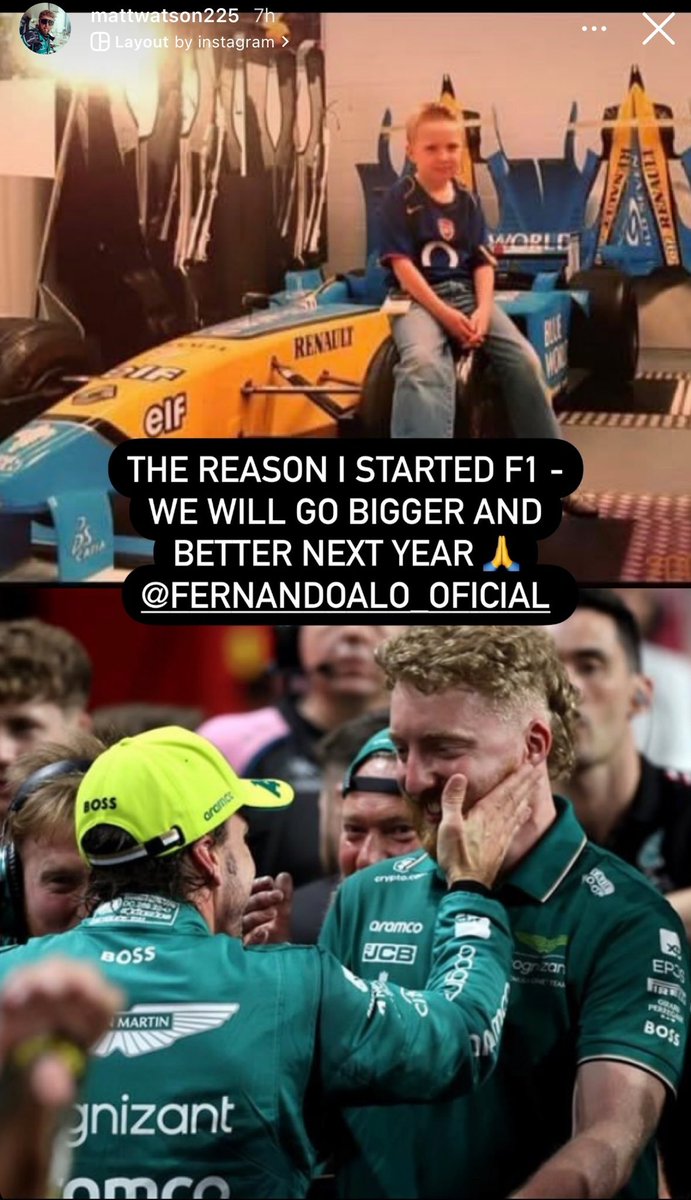 Momento fofo, ALERTA DE FOFURA EXTREMA.

Um dos mecânicos da Aston Martin postou essa foto hoje. Era ele, pequeno, ao lado do carro de FERNANDO ALONSO de anos atrás.

E olha só, anos mais tarde eles estão trabalhando juntos.

NUNCA SERÁ SÓ FORMULA 1.