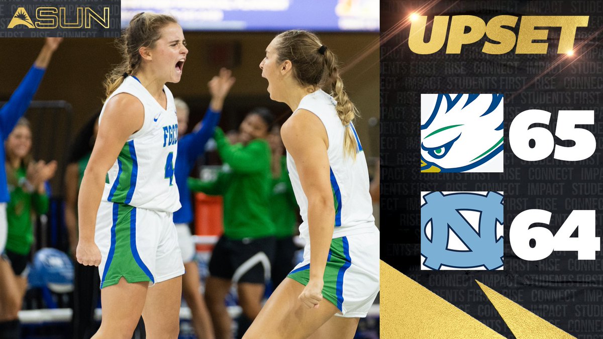 UPSET ALERT 🚨 @FGCU_WBB defeats No. 1⃣8⃣ UNC at the Gulf Coast Showcase! 💯 #ASUNBuilt | #WingsUp 🤙 | @ASUNWBB