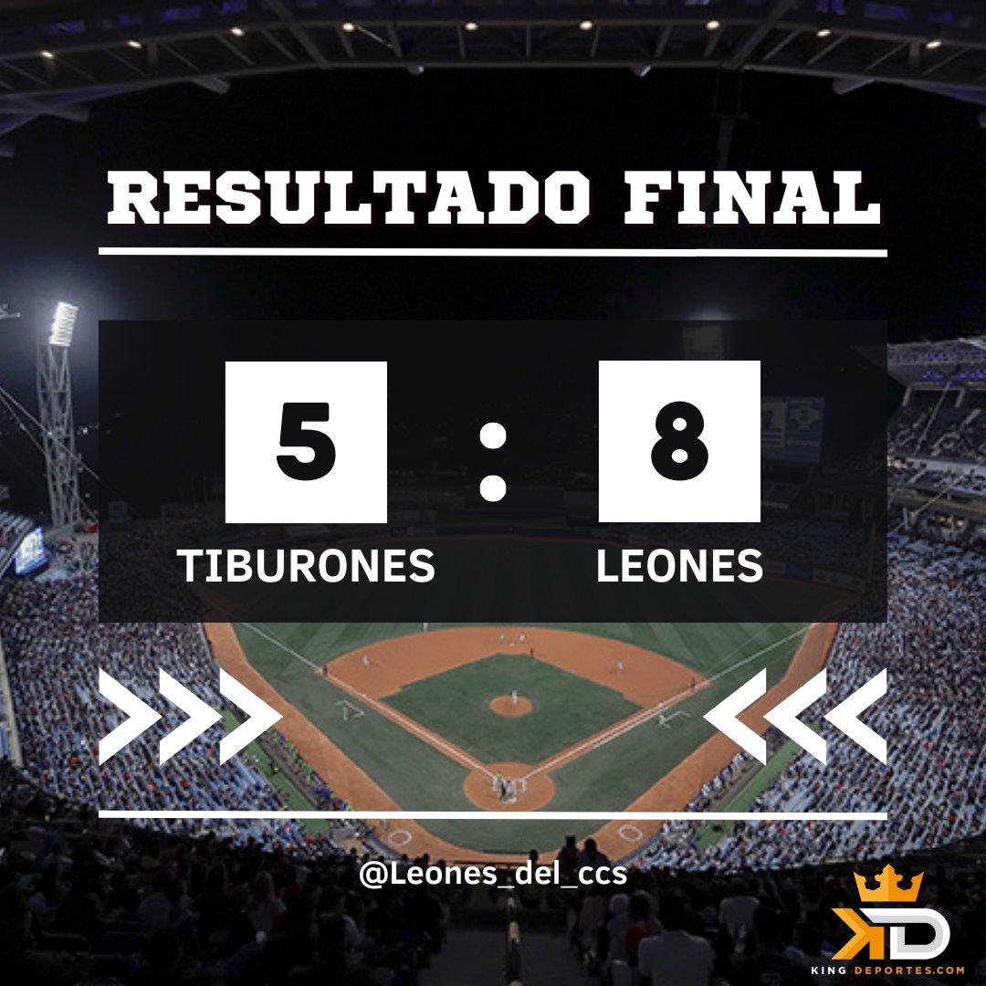¡Victoria 20 para los Leones del Caracas en la temporada 2023-2024! 🥳 Récord 20-11.

Cuarta victoria ante los Tiburones de La Guaira. Serie 4-1.

Cortesía: <a href="/kingdeportes_ve/">KingDeportes.com</a>

#ArribaLeones 🦁💪 #LVBP #LeonesDelCaracas