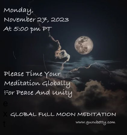 Please join us for a Full Moon Global meditation. No need to zoom in or connect to an app. If you have a meditation practice then please begin at 5pm PT in the comfort of your home.🌹