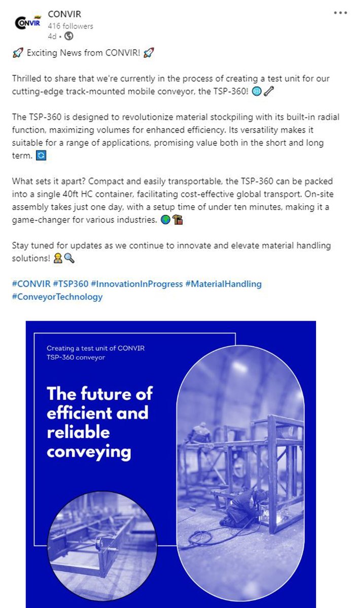 Screenmasters3's tweet photo. What a game changer for bulk material handling 😲 We will keep you updated on its progress!
If you're in the market for a conveyor system, tailored to your requirements, Call Screenmasters 1800 571 464. Exclusive Australia Distributors for CONVIR.
#CONVIR #bulkmaterialhandling https://t.co/7XnNawbo6K