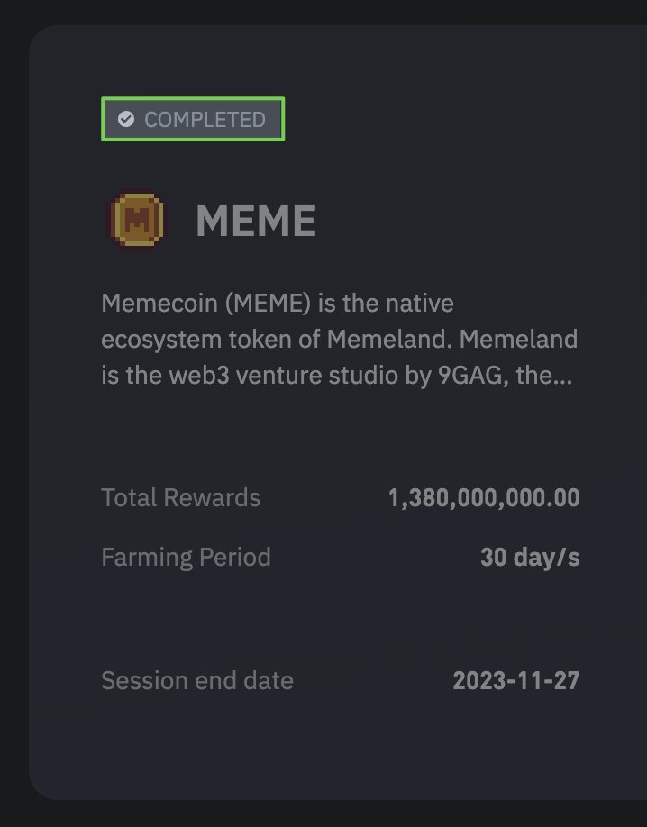 axelroode's tweet photo. 1. Binance $MEME farming is officially over. 

2. I bet good news about Memeland farming from X activities is coming in the close weeks. 

3. Stay tuned. 🔔 https://t.co/qLk6B1wlvT
